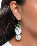 Bouquet Beholder - White Earrings - Paparazzi Accessories Earrings Bedazzle Me Pretty Mobile Fashion Boutique