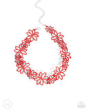 Bouquet Blend - Red Necklace - Paparazzi Accessories Necklace Bedazzle Me Pretty Mobile Fashion Boutique