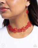 Bouquet Blend - Red Necklace - Paparazzi Accessories Necklace Bedazzle Me Pretty Mobile Fashion Boutique