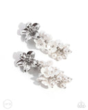 Bouquet Bling - White Clip-On Earrings - Paparazzi Accessories Clip-On Bedazzle Me Pretty Mobile Fashion Boutique