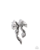Bow Bonanza - Silver Brooch - Paparazzi Accessories Brooch Bedazzle Me Pretty Mobile Fashion Boutique