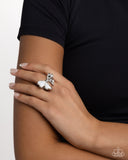 BOW-stopper - White Ring - Paparazzi Accessories Ring Bedazzle Me Pretty Mobile Fashion Boutique