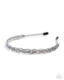 Braided Boarding School - Silver Headband - Paparazzi Accessories Bedazzle Me Pretty Mobile Fashion Boutique