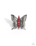 Brash Butterfly - Red Ring - Paparazzi Accessories Ring Bedazzle Me Pretty Mobile Fashion Boutique