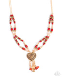 Breathe a Sigh of Relief - Red Necklace - Paparazzi Accessories Necklace Bedazzle Me Pretty Mobile Fashion Boutique