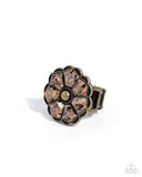Breathless Blooms - Brass Ring - Paparazzi Accessories Ring Bedazzle Me Pretty Mobile Fashion Boutique
