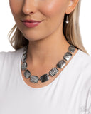 Brilliant Belonging - White Necklace - Paparazzi Accessories Necklace Bedazzle Me Pretty Mobile Fashion Boutique