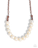Brushed Backdrop - Copper Necklace - Paparazzi Accessories Necklace Bedazzle Me Pretty Mobile Fashion Boutique
