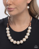 Brushed Backdrop - Copper Necklace - Paparazzi Accessories Necklace Bedazzle Me Pretty Mobile Fashion Boutique