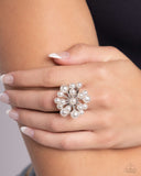 Bubbly Beau - White Ring - Paparazzi Accessories Ring Bedazzle Me Pretty Mobile Fashion Boutique