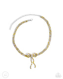 Buckingham Bow - Yellow Necklace - Paparazzi Accessories Necklace Bedazzle Me Pretty Mobile Fashion Boutique