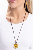 Budding Badlands - Yellow Necklace - Paparazzi Accessories Necklace Bedazzle Me Pretty Mobile Fashion Boutique