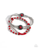 Bundle Up - Red Bracelet - Paparazzi Accessories Bracelet Bedazzle Me Pretty Mobile Fashion Boutique