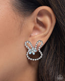 Bunny Backdrop - Blue Post Earrings - Paparazzi Accessories Post Earrings Bedazzle Me Pretty Mobile Fashion Boutique