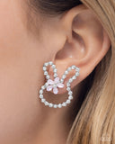 Bunny Backdrop - Pink Post Earrings - Paparazzi Accessories Post Earrings Bedazzle Me Pretty Mobile Fashion Boutique