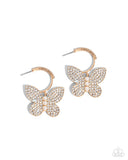 Butterfly Boundary - Gold Earrings - Paparazzi Accessories Earrings Bedazzle Me Pretty Mobile Fashion Boutique