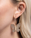 Butterfly Boundary - Gold Earrings - Paparazzi Accessories Earrings Bedazzle Me Pretty Mobile Fashion Boutique