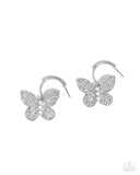 Butterfly Boundary - White Earrings - Paparazzi Accessories Earrings Bedazzle Me Pretty Mobile Fashion Boutique