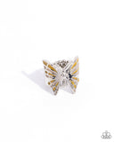 Butterfly Broadcast - Yellow Ring - Paparazzi Accessories Ring Bedazzle Me Pretty Mobile Fashion Boutique