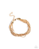 By a Show of STRANDS - Gold Bracelet - Paparazzi Accessories Bracelet Bedazzle Me Pretty Mobile Fashion Boutique