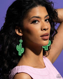 Cactus Cameo - Green Earrings - Paparazzi Accessories Earrings Bedazzle Me Pretty Mobile Fashion Boutique