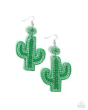 Cactus Cameo - Green Earrings - Paparazzi Accessories Earrings Bedazzle Me Pretty Mobile Fashion Boutique