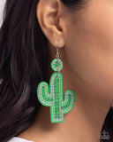 Cactus Cameo - Green Earrings - Paparazzi Accessories Earrings Bedazzle Me Pretty Mobile Fashion Boutique