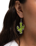 Cactus Catwalk - Green Earrings - Paparazzi Accessories Earrings Bedazzle Me Pretty Mobile Fashion Boutique