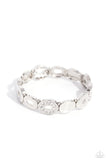 Calibrated Class - White Bracelet - Paparazzi Accessories Bracelet Bedazzle Me Pretty Mobile Fashion Boutique