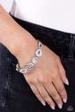 Calibrated Class - White Bracelet - Paparazzi Accessories Bracelet Bedazzle Me Pretty Mobile Fashion Boutique
