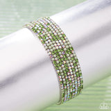 Candlelight Cascade - Green Bracelet - Paparazzi Accessories Bracelet Bedazzle Me Pretty Mobile Fashion Boutique