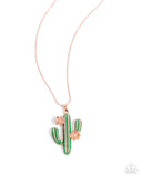 Carefree Cactus - Copper Necklace - Paparazzi Accessories Necklace Bedazzle Me Pretty Mobile Fashion Boutique