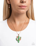 Carefree Cactus - Copper Necklace - Paparazzi Accessories Necklace Bedazzle Me Pretty Mobile Fashion Boutique
