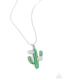 Carefree Cactus - Green Necklace - Paparazzi Accessories Necklace Bedazzle Me Pretty Mobile Fashion Boutique