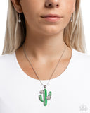 Carefree Cactus - Green Necklace - Paparazzi Accessories Necklace Bedazzle Me Pretty Mobile Fashion Boutique