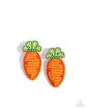 Carefree Carrot - Orange Post Earrings - Paparazzi Accessories Post Earrings Bedazzle Me Pretty Mobile Fashion Boutique