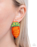 Carefree Carrot - Orange Post Earrings - Paparazzi Accessories Post Earrings Bedazzle Me Pretty Mobile Fashion Boutique