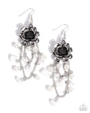 Carefree Cascade - White Earrings - Paparazzi Accessories Earrings Bedazzle Me Pretty Mobile Fashion Boutique