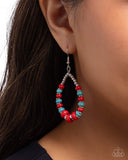 Carefree Color - Red Earrings - Paparazzi Accessories Earrings Bedazzle Me Pretty Mobile Fashion Boutique