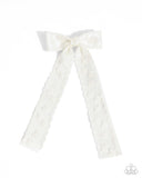 Carefree Coquette - White Hair Clip - Paparazzi Accessories Hair Clip Bedazzle Me Pretty Mobile Fashion Boutique
