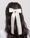 Carefree Coquette - White Hair Clip - Paparazzi Accessories Hair Clip Bedazzle Me Pretty Mobile Fashion Boutique
