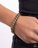 Carefree Curls - Brass Bracelet - Paparazzi Accessories Bracelet Bedazzle Me Pretty Mobile Fashion Boutique