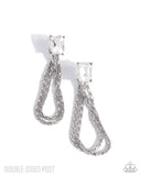 Cascading Collection - White Post Earrings - Paparazzi Accessories Post Earrings Bedazzle Me Pretty Mobile Fashion Boutique