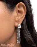 Cascading Collection - White Post Earrings - Paparazzi Accessories Post Earrings Bedazzle Me Pretty Mobile Fashion Boutique