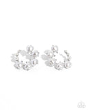 Castle Courting - White Post Earrings - Paparazzi Accessories Post Earrings Bedazzle Me Pretty Mobile Fashion Boutique