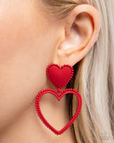 Casual Chemistry - Red Post Earrings - Paparazzi Accessories Post Earrings Bedazzle Me Pretty Mobile Fashion Boutique