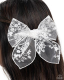 Catwalk Chic - White Hair Clip - Paparazzi Accessories Hair Clip Bedazzle Me Pretty Mobile Fashion Boutique