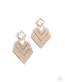 Cautious Caliber - Gold Post Earrings - Paparazzi Accessories Post Earrings Bedazzle Me Pretty Mobile Fashion Boutique