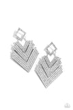 Cautious Caliber - White Post Earrings - Paparazzi Accessories Post Earrings Bedazzle Me Pretty Mobile Fashion Boutique