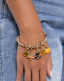 Celebratory Center - Gold Bracelet - Paparazzi Accessories Bracelet Bedazzle Me Pretty Mobile Fashion Boutique